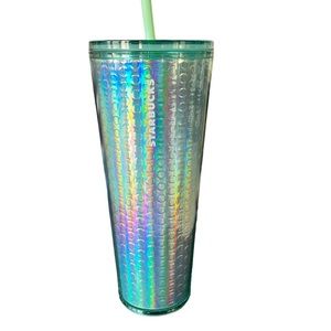 NWT Starbucks mint green purple iridescent Venti  Tumbler acrylic cup 24…